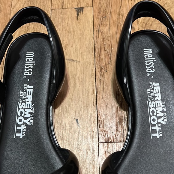 Melissa Jeremy Scott inflatable rubber black sandals size 8 39 goth Barbie - Picture 5 of 9